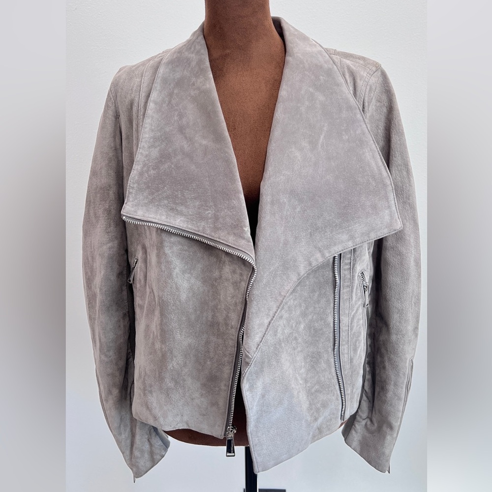 BCBGeneration Small Suede Grey Moto Jacket